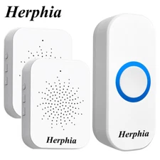 Wireless Doorbell USB Plug in &Play Waterproof Door Bell Kit LED Flash 20 Chimes