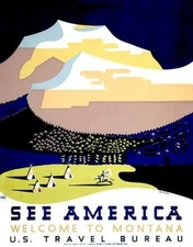 See America - Welcome To Montana - 1937 - Travel Poster Magnet