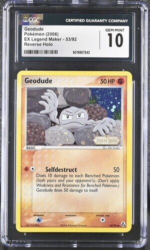 CGC 10 GEODUDE 53 EX LEGEND MAKER REVERSE HOLO FOIL POKEMON