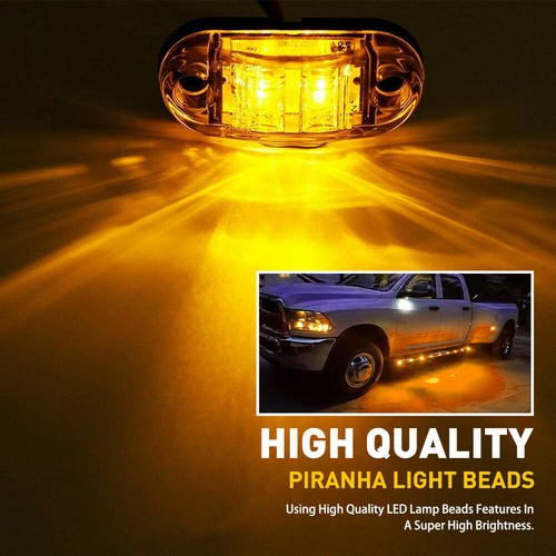 20x Marker Lights 2.5" LED Truck Trailer Oval Clearance Side Light Amber Yellow - Picture 2 of 10