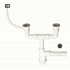 Siphon für Spüle Doppelbecken Ablaufgarnitur Spültisch Montage