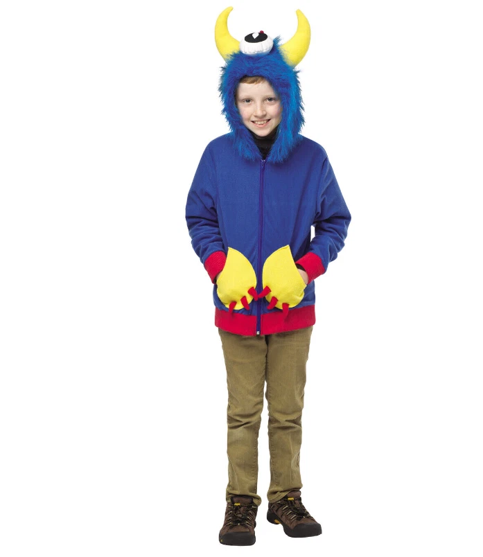 Disfraz de Halloween azul monstruo criatura adolescente sudadera con capucha 13-16 Foto 2 de 4