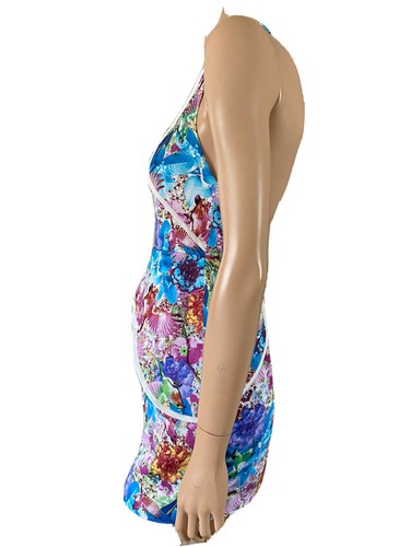 Mika & Gala Peplum Dress Womens Size 6 Blue Floral Zipper Lined Cotton - Picture 3 of 8