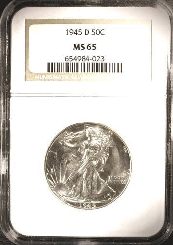 1945-D Liberty Walking Half Dollar NGC MS-65  - Mint State 65
