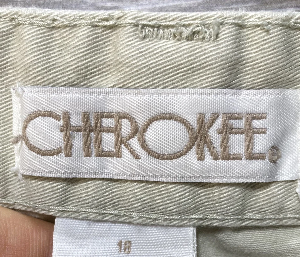Pantalones Cortos Cherokee Talla 18 Marfil Caqui Chino 4.5” Bolsillos Entrepierna Para Mujer Foto 4 de 4