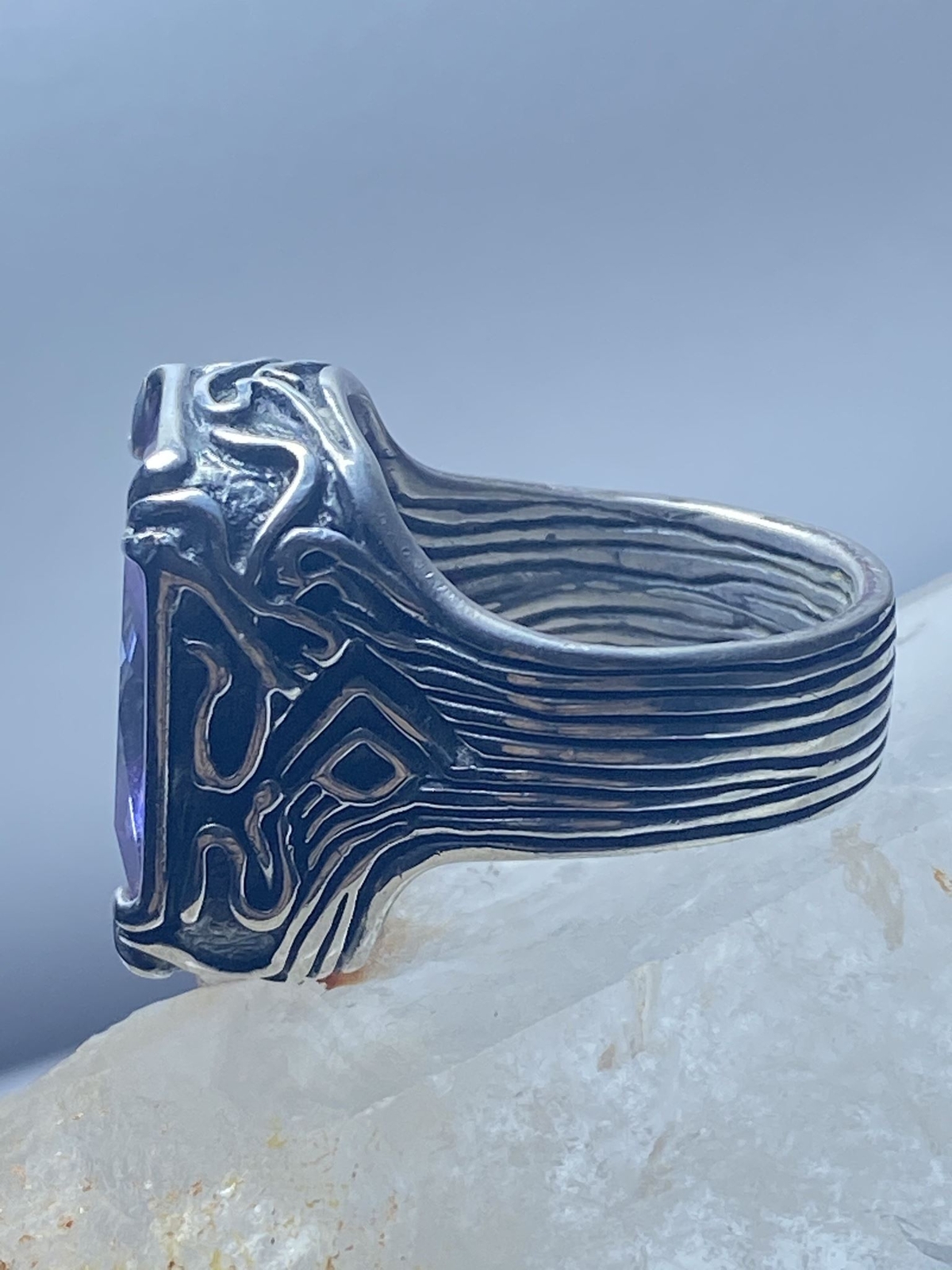 Silpada Ring Statement Purple bulky sterling silv… - image 5