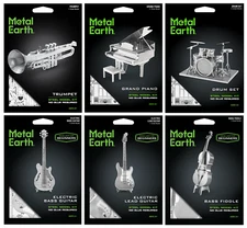SET of 6 Fascinations Metal Earth Musical Instruments 3D Laser Cut Model Kits