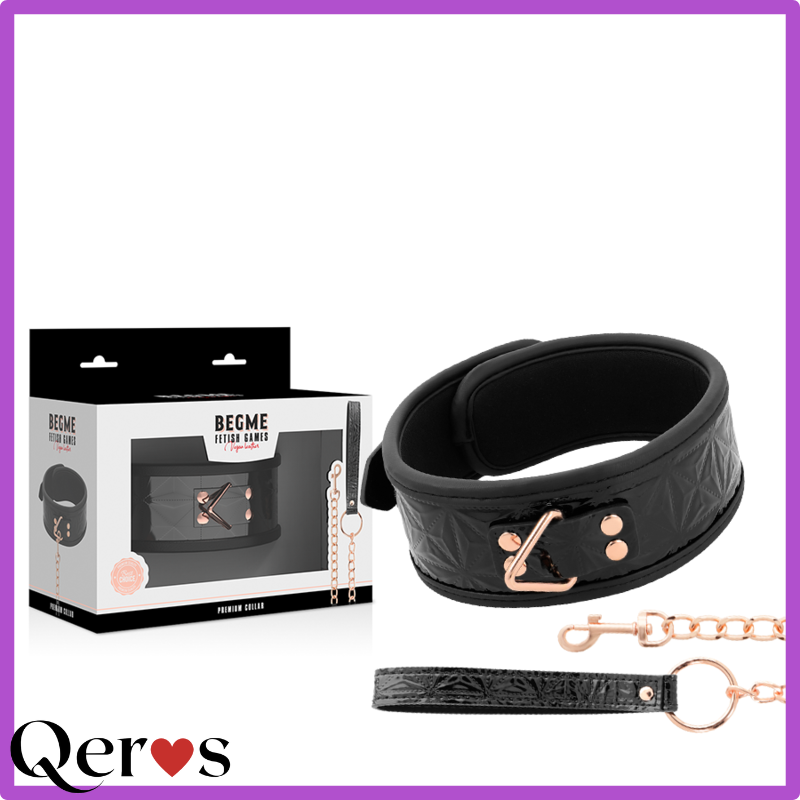 COLLARE CON GUINZAGLIO A CATENA BONDAGE IN PELLE VEGANA BDSM sexy shop