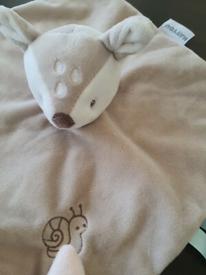 NATTOU tan pink deer fawn Lovey baby blanket knot pacifier holder SNAIL lovie