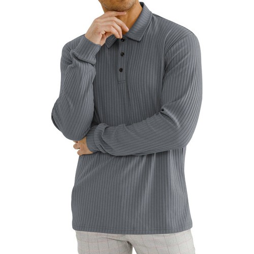 Spring Men's Simple Casual Loose Laple Solid Color Long Sleeved T-Shirt Tops New - Picture 9 of 37