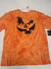 NWT Boys Halloween TShirt Sz L Orange Tie Dye Jack O Lantern Short Sleeve