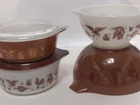✨ Wow, reduced! Vtg Pyrex 6 pc lot, Early American bowls casserole dishes & lids