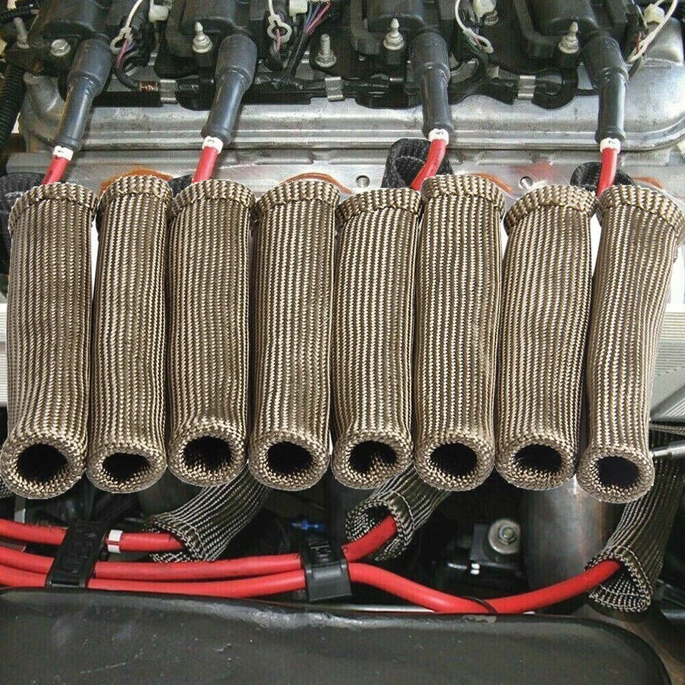 8pcs 2500 Degree Titanium Spark Plug Wire Boots Heat Protector Sleeve Cover/Wrap - Image 4 of 4