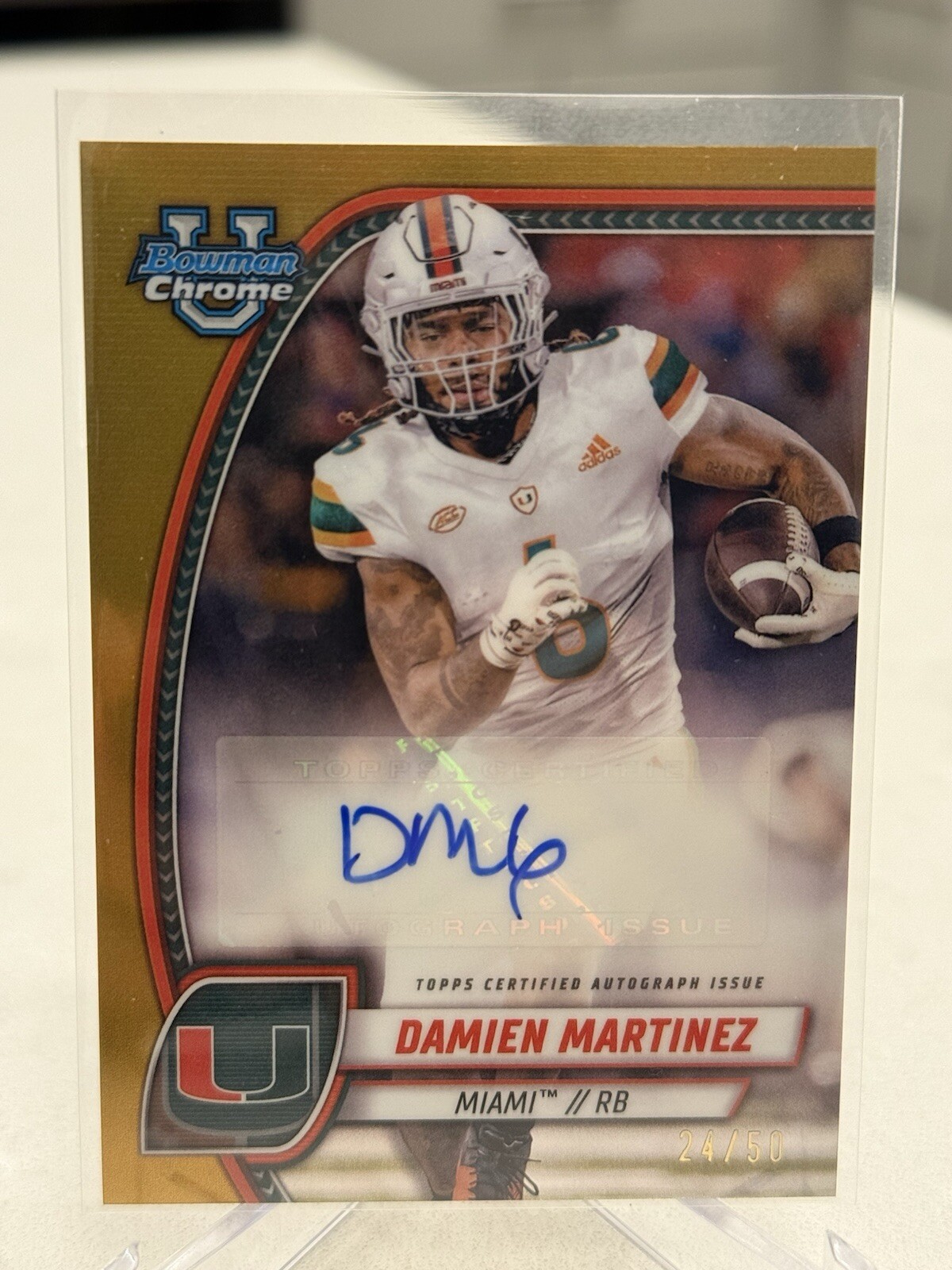 2024 Bowman Chrome University Damien Martinez True Gold Refractor Auto /50