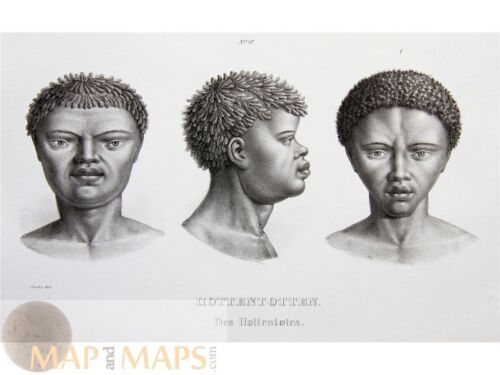 Impression antique Hottentots, peuple Khoikhoi Honegger 1850 - Photo 1/1