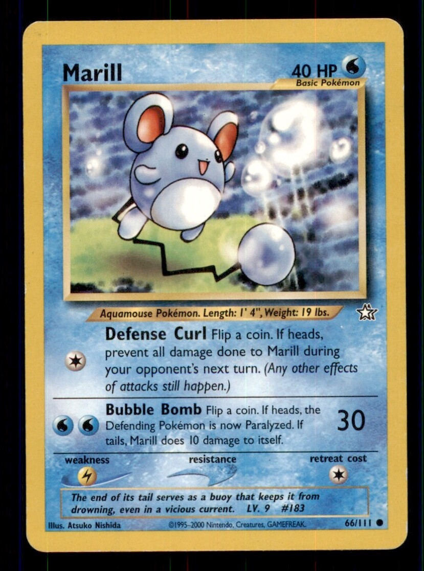 Pokemon Card Marill Neo Genesis 66/111 EXCELLENT Non-Holo Common WOTC TCG!!!!!!!