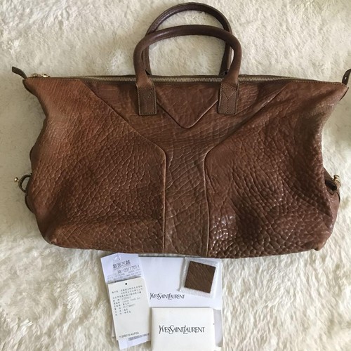 Sac fourre-tout YVES SAINT LAURENT cuir ventes exceptionnelles grainé marron fermeture éclair Easy Y occasion