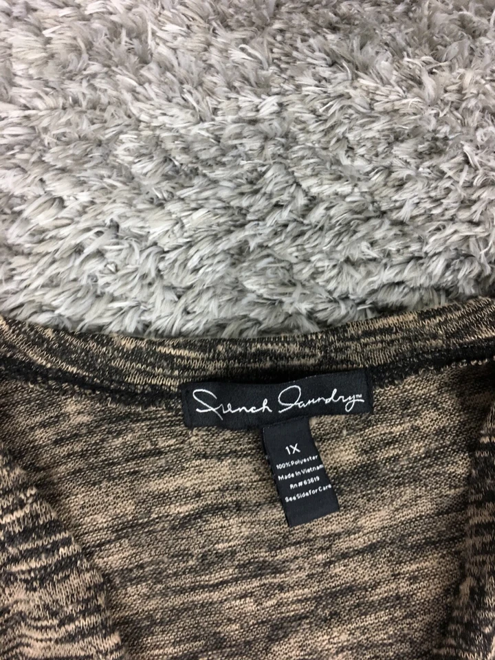 Jaqueta cardigã French Laundry Duster feminina tamanho 1X preta marrom poliéster - Imagem 4 de 4