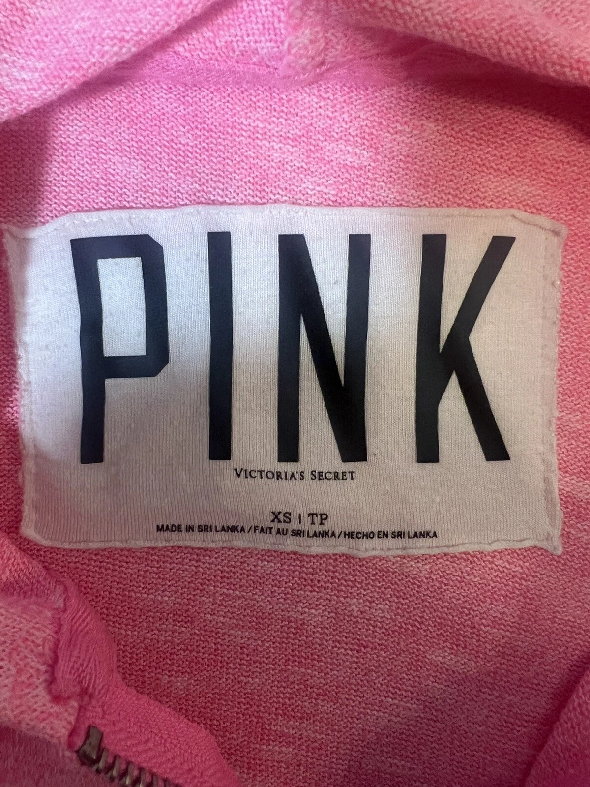 UNDERCOVER Felpa con cappuccio rosa Victoria Secret donna taglia XS rosa con cappuccio cerniera intera