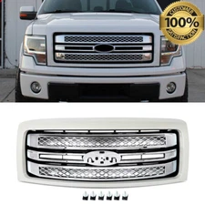 White Platinum Front Bumper Grille For 2009-2013 2014 Ford F-150 F150 Platinum