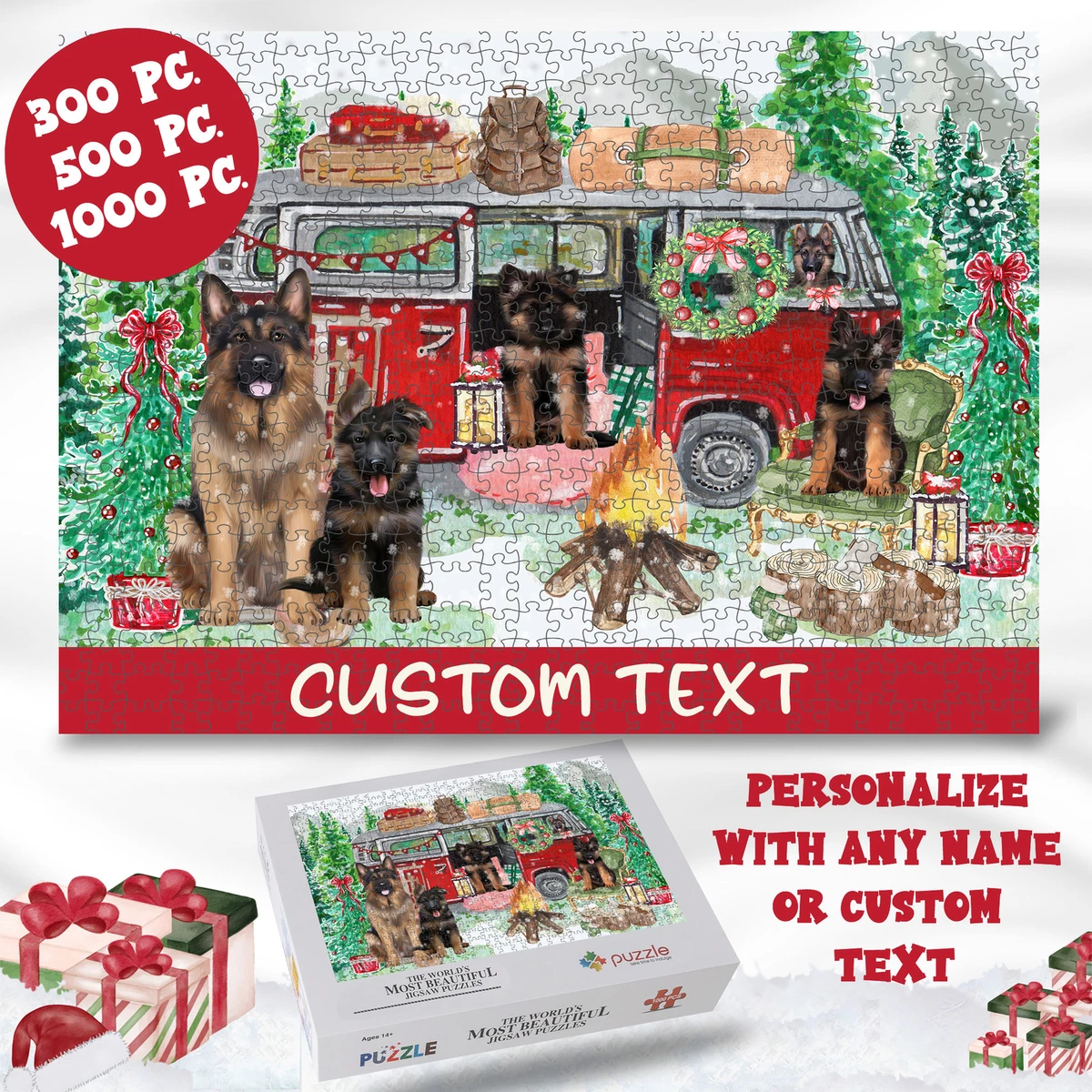 German Shepherd Jigsaw Puzzle for Adults Interlocking Christmas