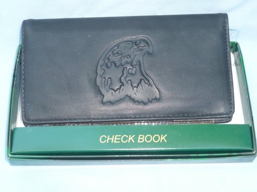 Eagle Head WILDLIFE SCENE Leather Checkbook NIB by Rico black+ - Picture 2 of 6