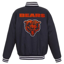 NFL Chicago Bears JH Design Poly Twill Jacket Two Patch Logos Navy