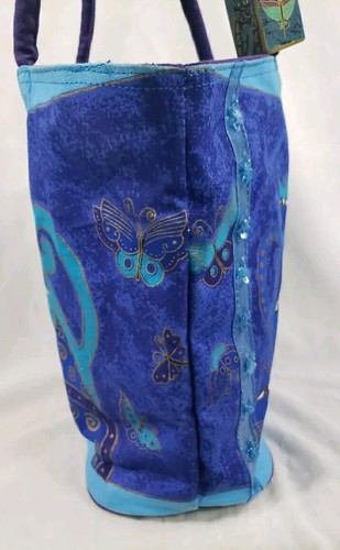 HTF Laurel Burch Cat Shoulder Bag Purse Shopping Tote Handbag Blue Purple *READ - Picture 8 of 20