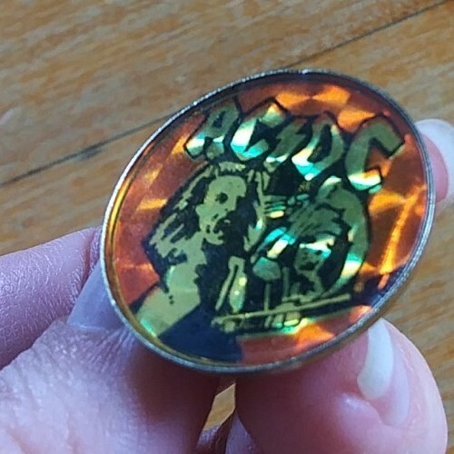 RARE Vintage AC/DC ~ ACDC ~ Rock Music Band Prism Enamel Badge Button ...