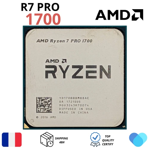 AMD Ryzen 7 Pro 1700 3Ghz Socket AM4 CPU Processeur (YD170BBBM88AE) 65W