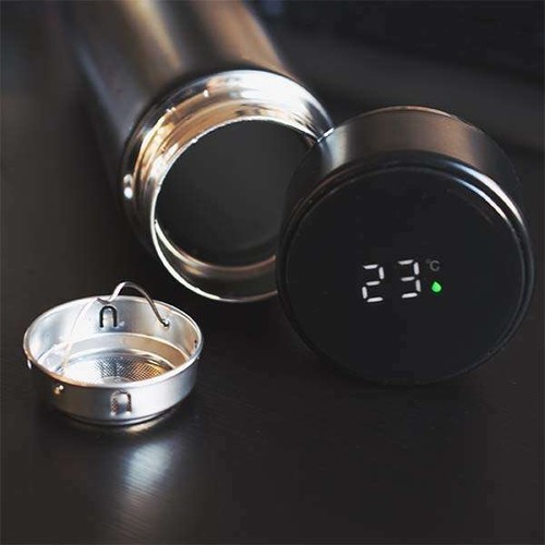 Thermosflasche LED Anzeige Temperatur Thermoskanne für Kaffee Tee 480ml mit Sieb - Bild 4 von 10