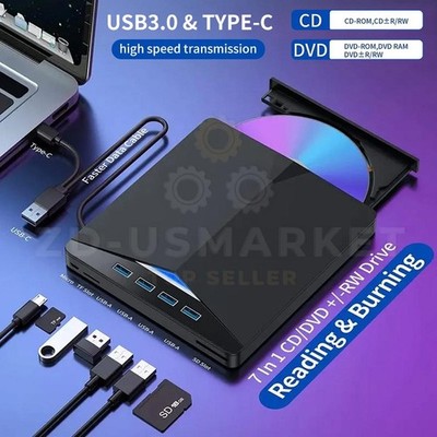 7-in-1 Triangular DVD Recording Drive USB 3.0 Disc Player Burner Writer