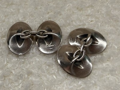 Vintage Solid Silver Cufflinks - Chain Link - Hallmarked - Minimalist Design