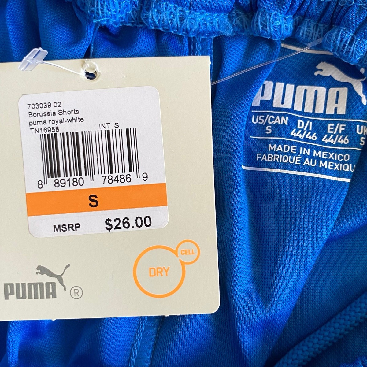 NEW PUMA Men's Borussia Dortmund Soccer Shorts Blue Size Small