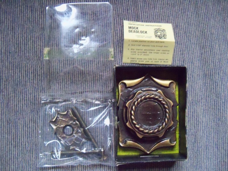 1960's-80's NOS Amerock Ornate Carriage House Brass Mock Deadlock Door Plate