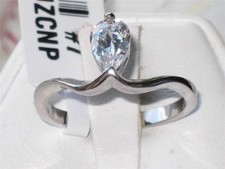 Damen Birne Solitär Ring cz Zirkonia Verlobung Edelstahl Silber