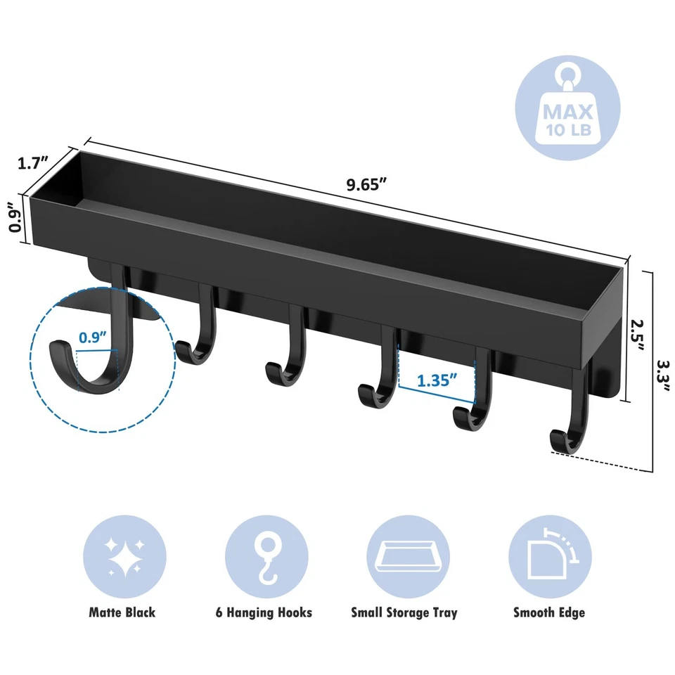 Porta-chaves magnético, pequeno porta-chaves de parede com prateleira para geladeira, 6 de metal... - Imagem 4 de 4