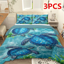 3pcs Sea Turtle Pattern Duvet Cover Set Soft Bedding Set With 2 Pilowcases Home