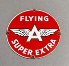 VINTAGE 12” FLYING A GASOLINE WINGS PORCELAIN SIGN CAR GAS OIL TRUCK MOTORCYCLE