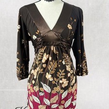 Cottagecore Floral V-neck Tie 3/4 Sleeve Tunic Blouse