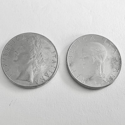 Lot of 2 1978 Italy/Italian/Republica Italiano One Hundred (100) Lira Coins/F12