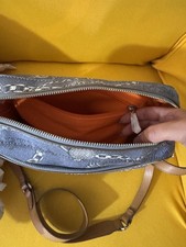 La Martina borsa a tracolla donna tela blu stampa con zip fodera arancione