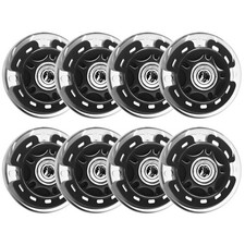 8 Pack Inline Skate Wheels 72mm with Bearings Indoor Outdoor Replacement Black
