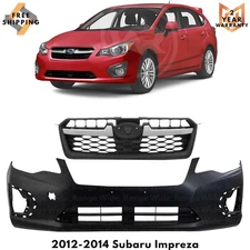 Front Bumper Cover Fascia & Grille Assembly Kit For 2012-2014 Subaru Impreza