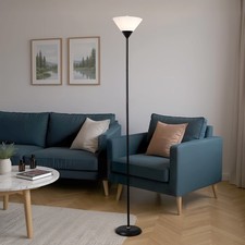 Standard Floor Lamp Uplighter Standing Living Room Tall Light Modern Round Base