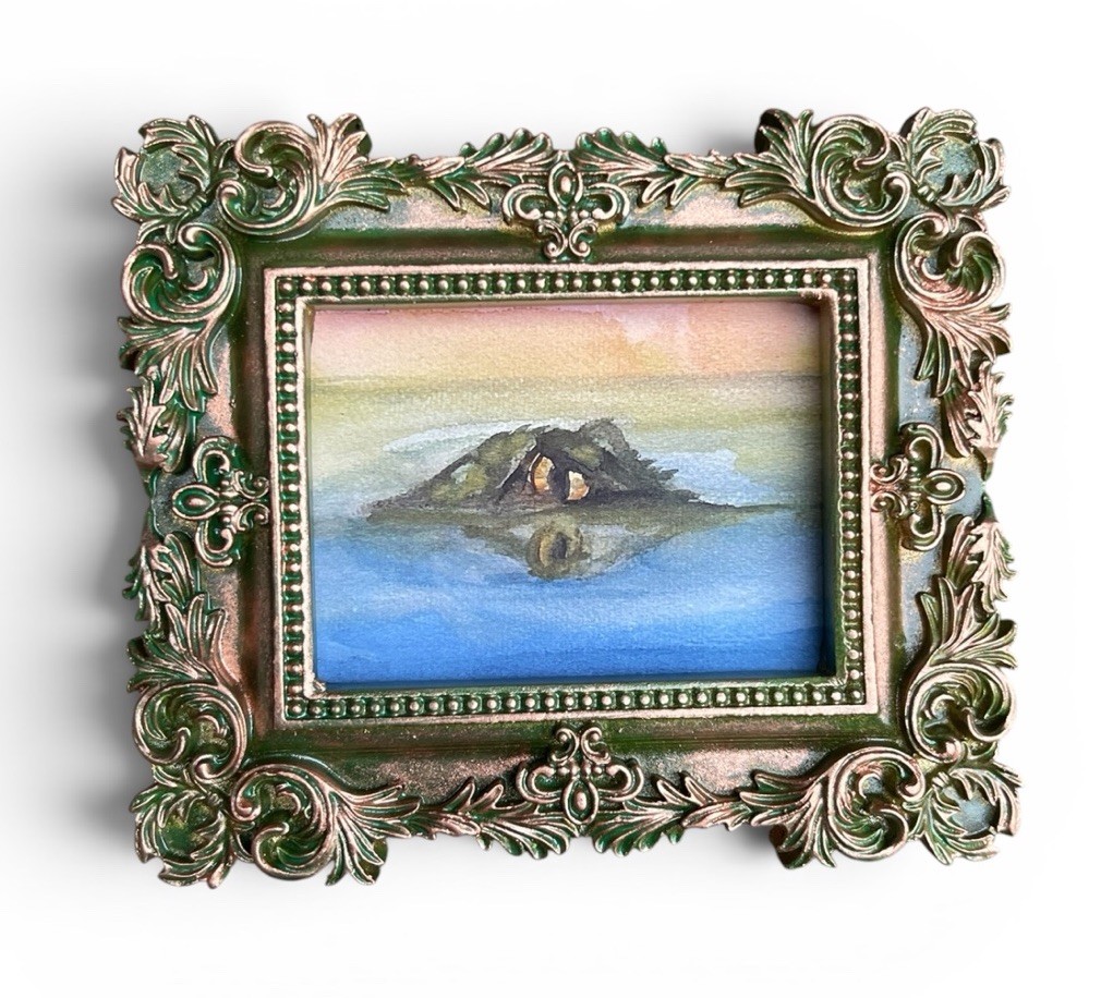 Alligator 🐊 mini watercolor animal print • vintage style ornate frame