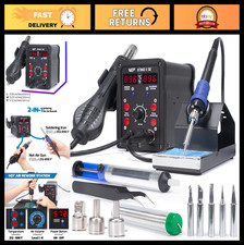 2-IN-1 Hot Air Soldering Iron Station Kit for Rework Desoldering, 5 Tips, Nozz