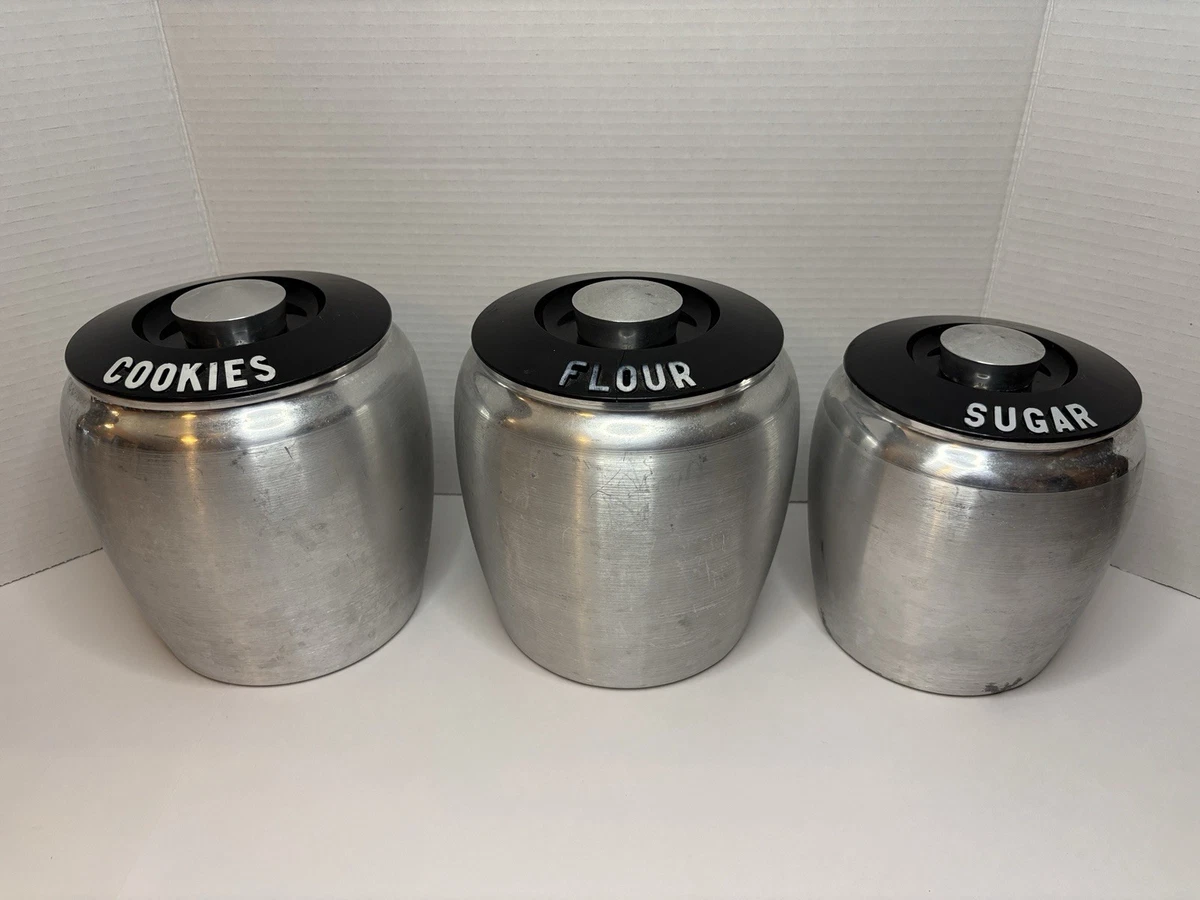 Bidons De Garde-manger Kromex Vintage - Lot De 3 - Noir - Rarissimes !