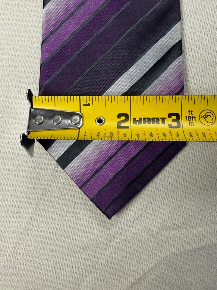 Corbata Alfani 100 % seda cuello rayas ajustada púrpura 3 x 57" Foto 3 de 4