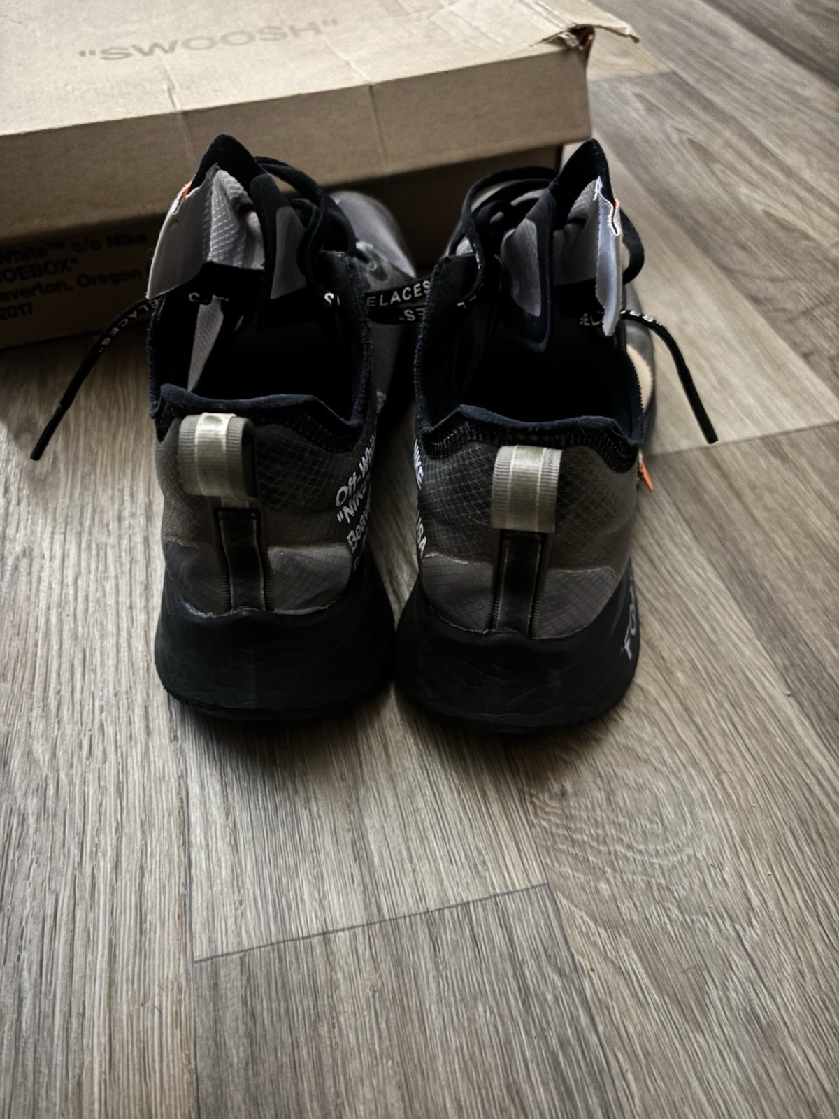 OFF WHITE X NIKE Usate Taglia 9 Nike Off White x Zoom Fly SP Nero: AJ4588 001 (Leggi sotto)